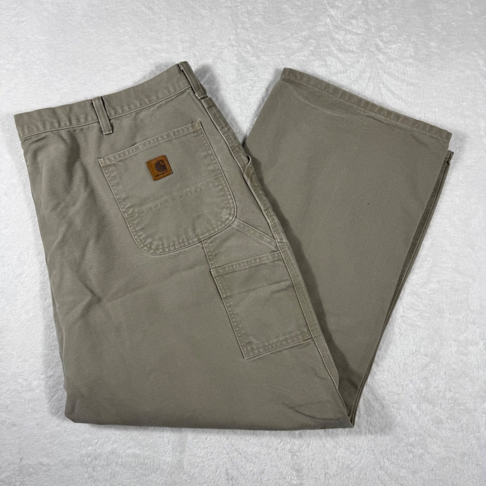 Carhartt B11 DES Mens 46x30 Washed Duck Work Dungaree Pants Desert Tan Brown